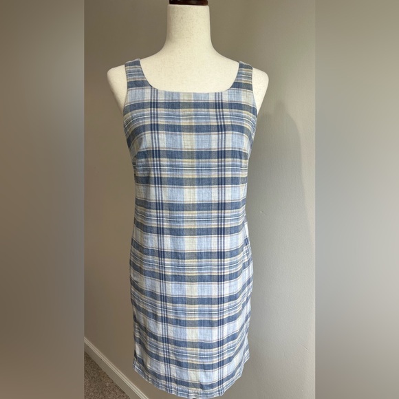 Arizona Jean Company Dresses & Skirts - Arizona Jean Co. Sleeveless Pencil Dress Juniors 7 Blue Plaid 90s